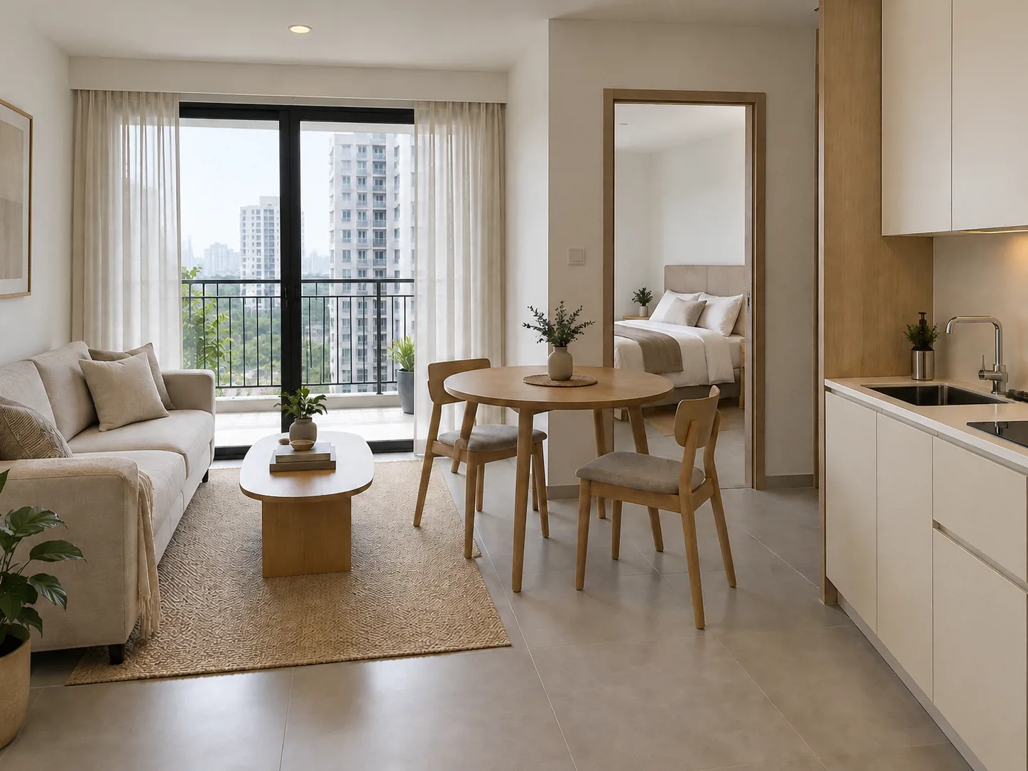 Hasil setelah dikerjakan — Interior Apartemen 1 Bedroom Japandi di Depok