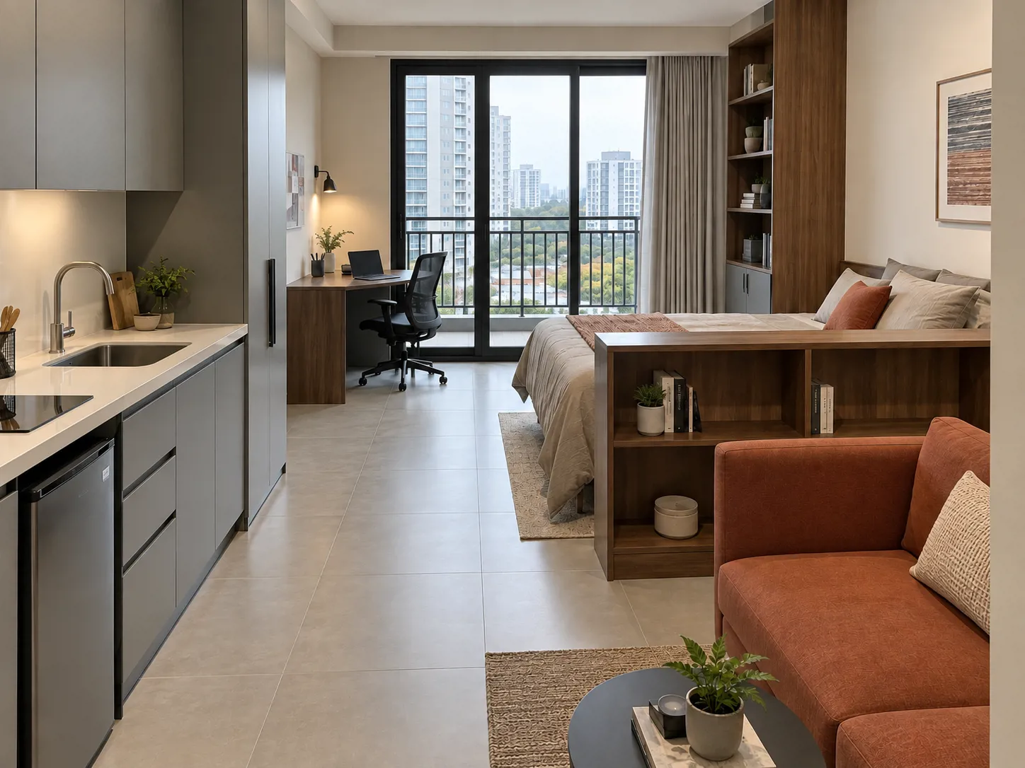 Hasil setelah dikerjakan — Interior Apartemen Studio WFH di Tangerang Selatan