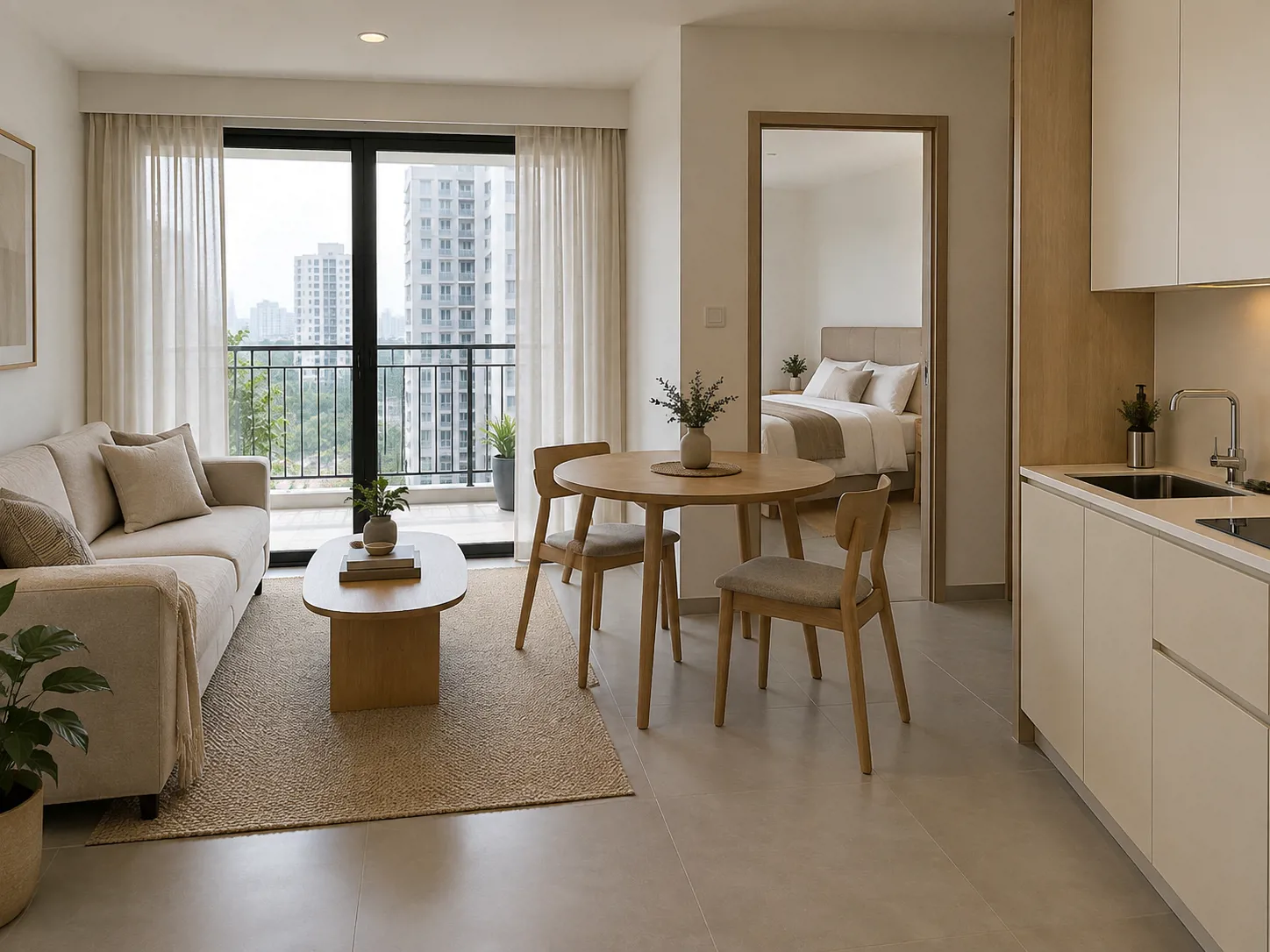 Interior Apartemen 1 Bedroom Japandi di Depok